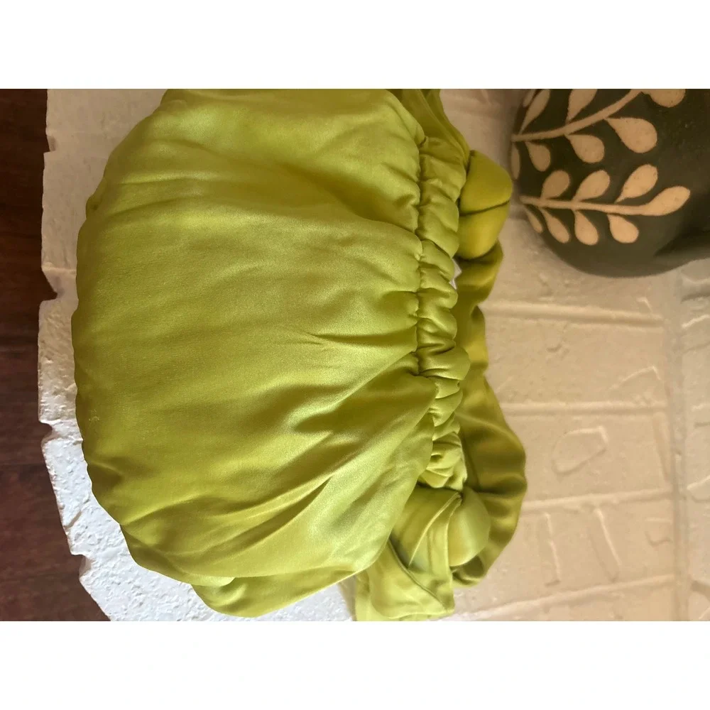 GANNI Occasion Small Hobo Bag Puffy Knotted Handle Lime Green One Size